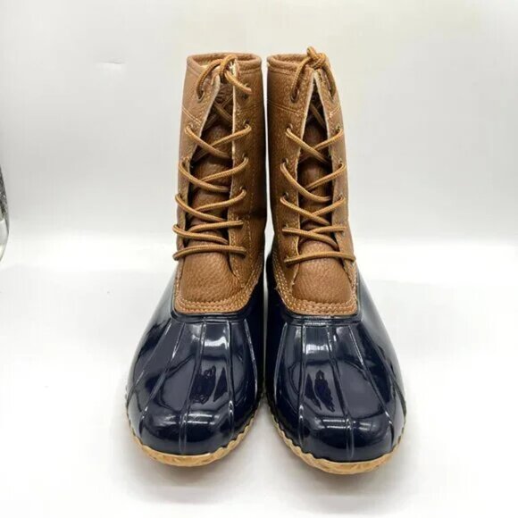 JBU by Jambu Maplewood NavyTan Waterproof Faux Leather Lace-Up Rain Winter Boots - Picture 4 of 6
